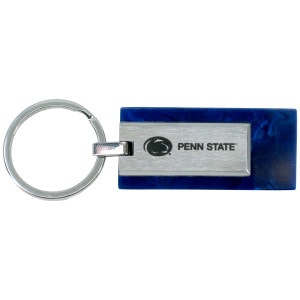 metal and navy resin keychain with engrave Penn State